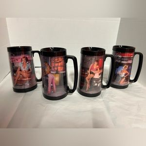 Set of 4  Vintage Snap On Tools thermo mugs hot chick 1987